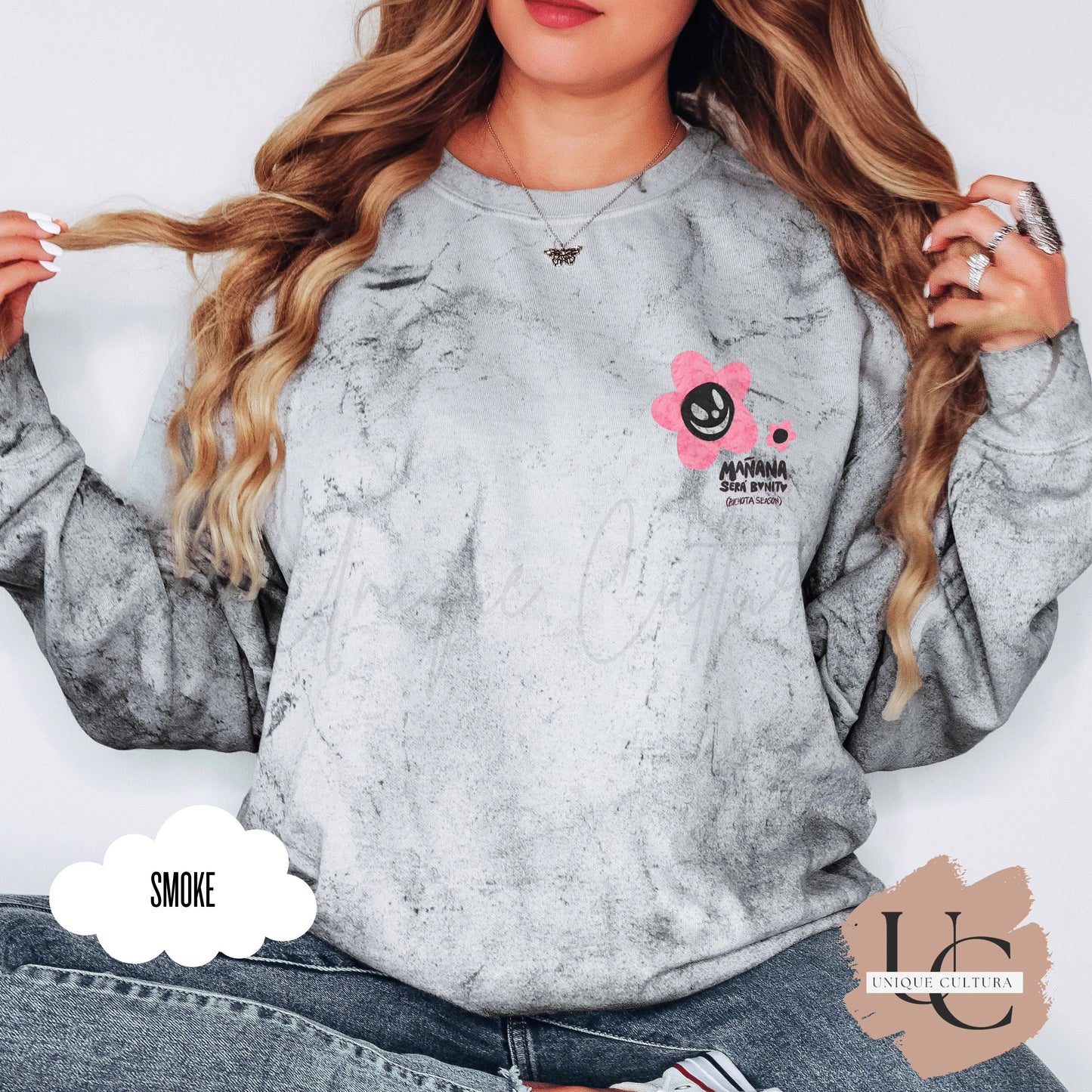 Rosa Sirena | Bichota Season | Manana Sera Bonito | Unisex Color Blast Crewneck Sweatshirt | KaRoL G Tour | Concierto | Concert | 2023