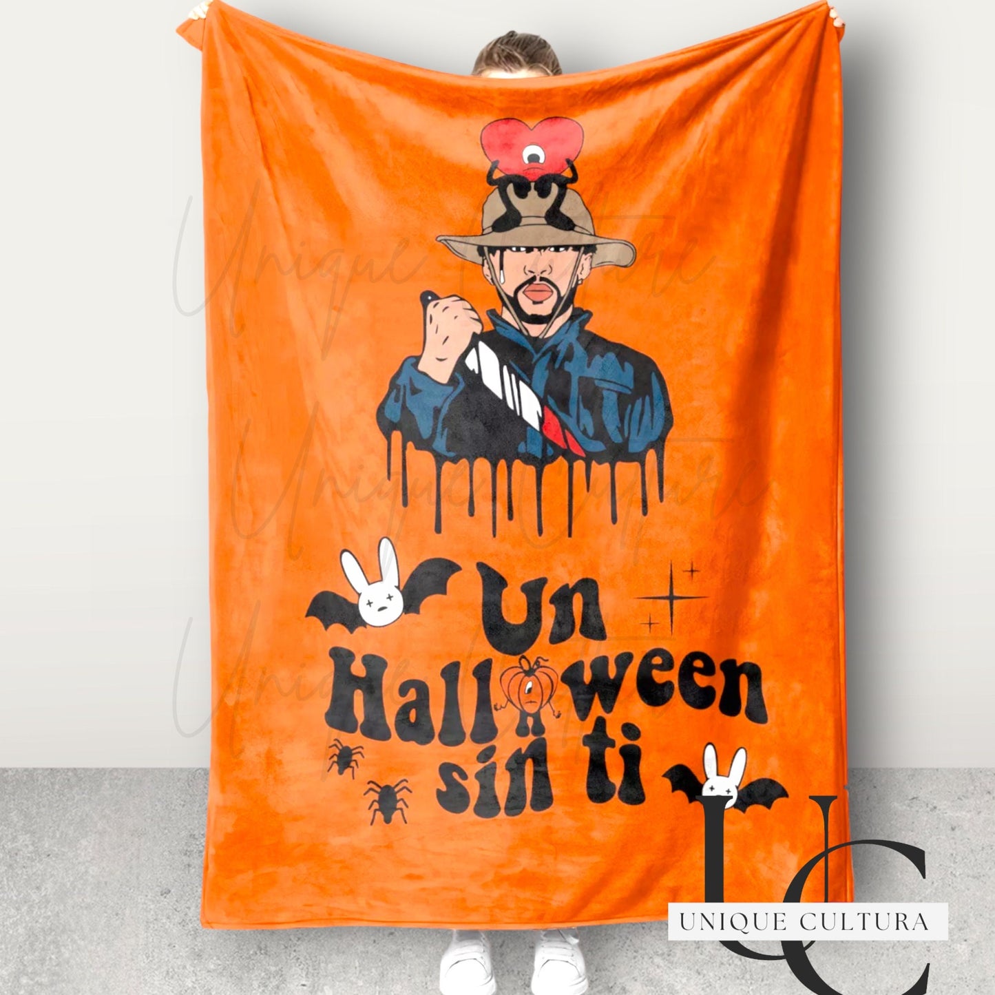 Bad Bunny Un Halloween Sin Ti | Fall Blanket | Cozy  Blanket | Spooky Season | Frisa | El Conejo Malo | Gift For Bad Bunny Fan  |