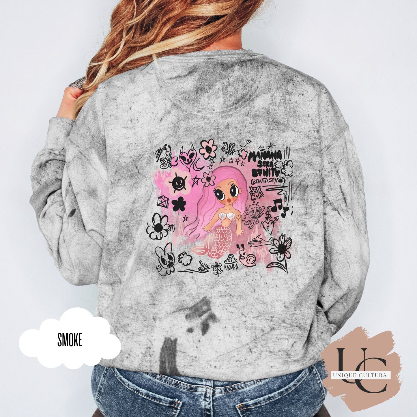 Rosa Sirena | Bichota Season | Manana Sera Bonito | Unisex Color Blast Crewneck Sweatshirt | KaRoL G Tour | Concierto | Concert | 2023