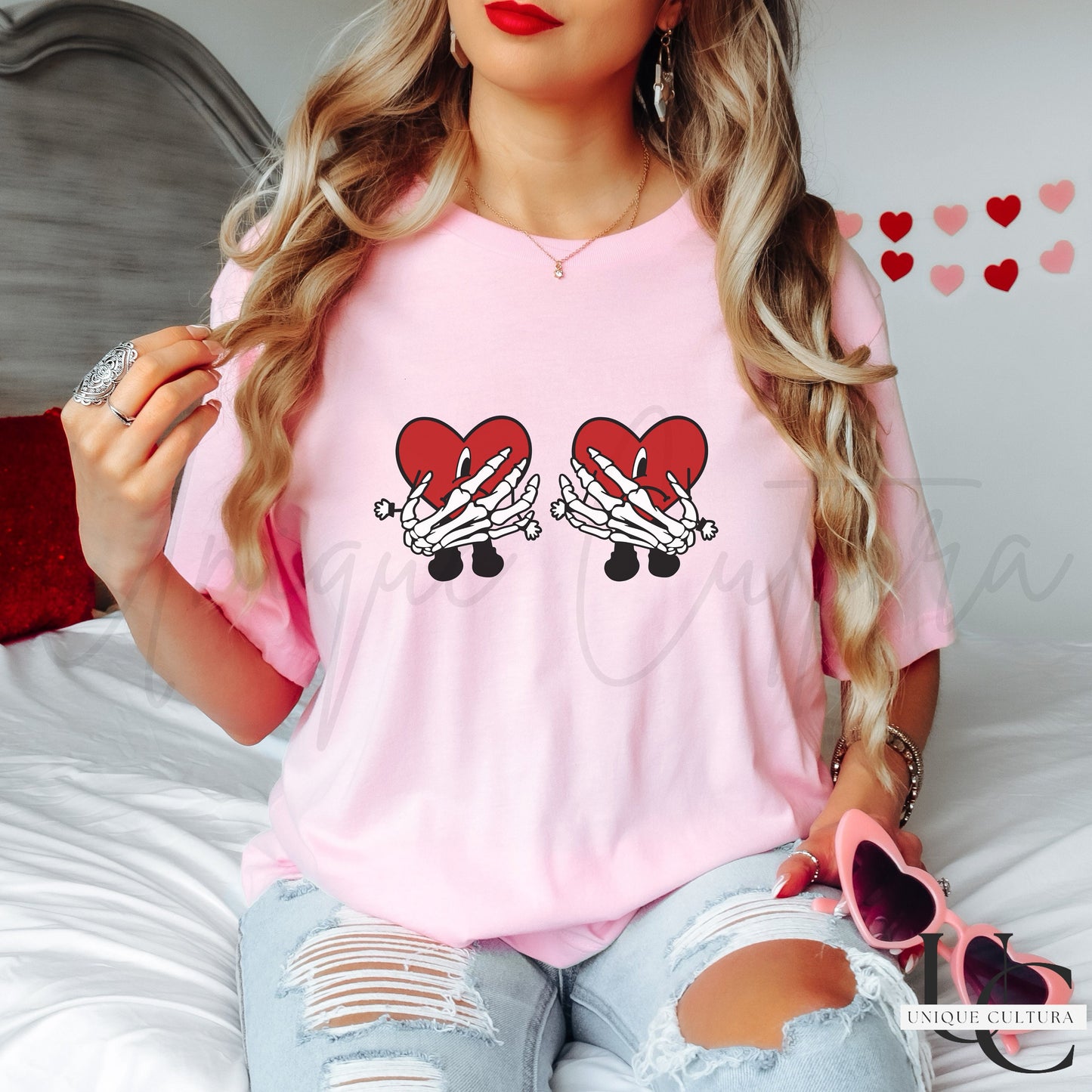 Bad Bunny Tee | Valentines Day Shirt | San Valentine | Heart and Skeleton Hands | UVST | NSLQVPM  | Un San Valentine Sin Ti | Benito Heart