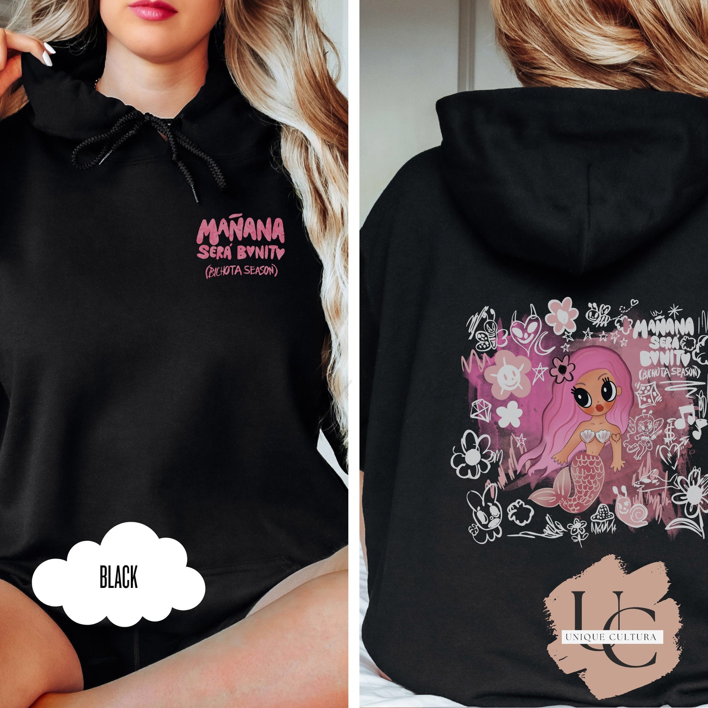 Rosa Sirena Hoodie Bichota Season |  KaRoL G | KG | Tee | Mañana Sera Bonito | Hooded Sweatshirt