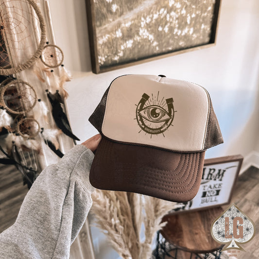 Otto Bad Bunny Trucker Hat  Embroidered | Nadie Sabe Lo Que Va Pasar Manana Cap | Evil Eye | NSLQVPM Brown Hat | VIP